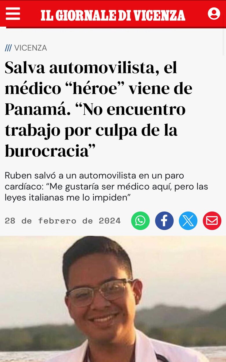 Un médico en acción: el panameño Rubén Escobar, el héroe de la autopista italiana