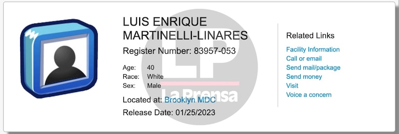 Los hermanos Martinelli Linares saldrán en libertad en enero de 2023