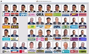 El Consejo Electoral venezolano publica la papeleta para las elecciones, con 13 fotos de Maduro