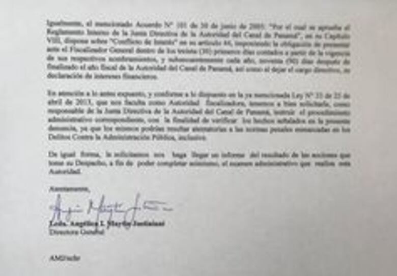 Antai pide al presidente  de la ACP tomar acciones sobre Lourdes Castillo, por caso Pele System