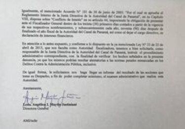 Antai pide al presidente de la ACP tomar acciones sobre Lourdes Castillo, por caso Pele System