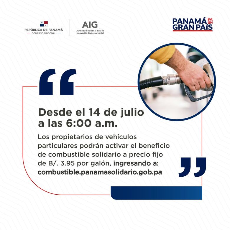 Se habilita plataforma para activar el subsidio del combustible en los vehículos particulares