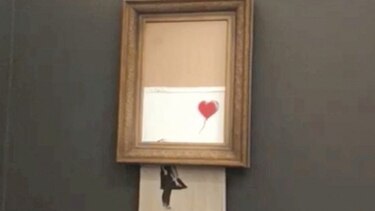 El lienzo autodestruido de Banksy se expone en Alemania