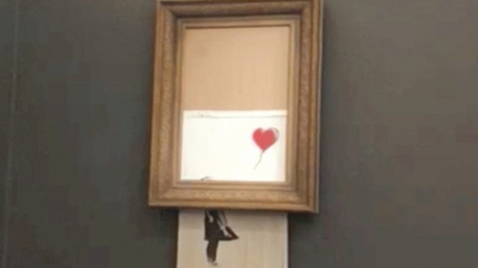 El lienzo autodestruido de Banksy se expone en Alemania