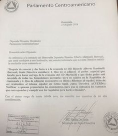 Persisten elementos que deben ser 'subsanados' en la renuncia de Martinelli: Parlacen