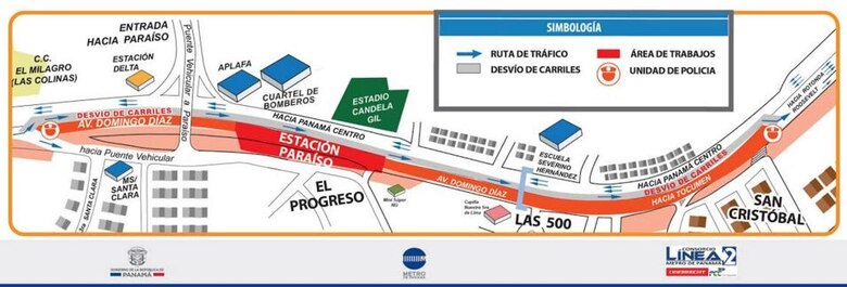 Desvíos en San Miguelito por montaje de vigas de la línea 2 del Metro