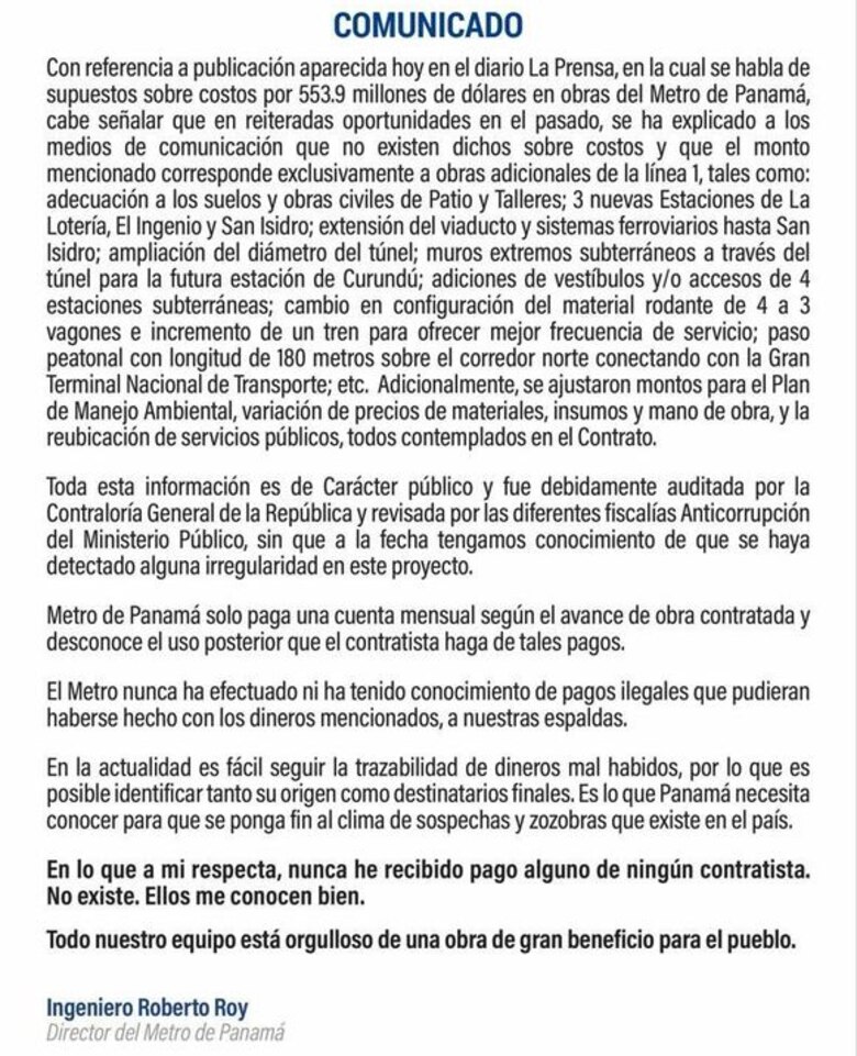 'Nunca he recibido pago alguno de ningún contratista': Roberto Roy sobre Odebrecht