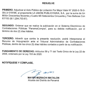Alcaldía de Panamá firma contrato publicitario millonario y surgen cuestionamientos