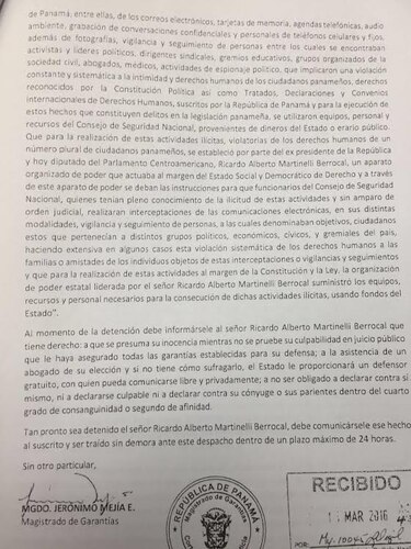 Magistrado Mejía pide al director de la Policía que gestione la detención de Ricardo Martinelli
