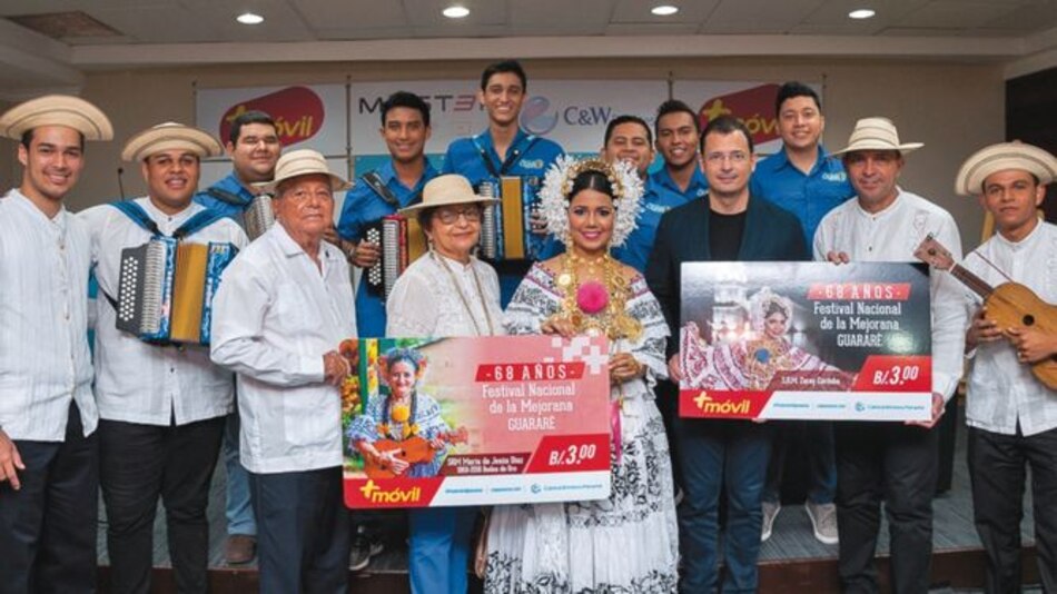 Tarjeta conmemorativa del Festival de la Mejorana presentada por Más Móvil