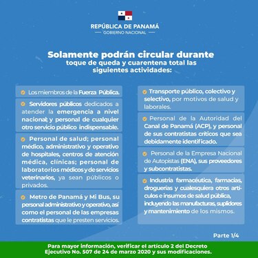 Publican la lista de personas que pueden movilizarse durante la cuarentena y el toque de queda