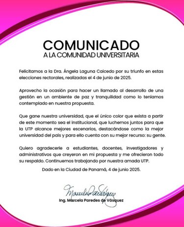 Angela Laguna, es la nueva rectora de la UTP