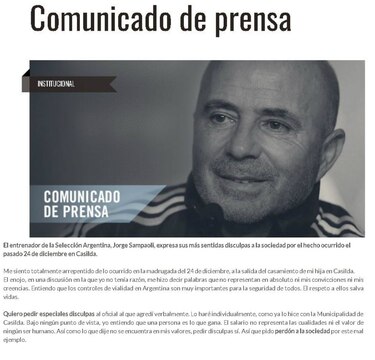 Sampaoli pide disculpas por incidente con agente de tráfico