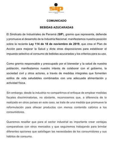 Industriales reacciona por impuesto a bebidas azucaradas