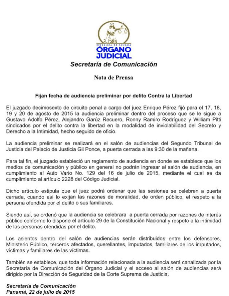 Audiencia preliminar contra Alejandro Garúz y Gustavo Pérez será a puerta cerrada