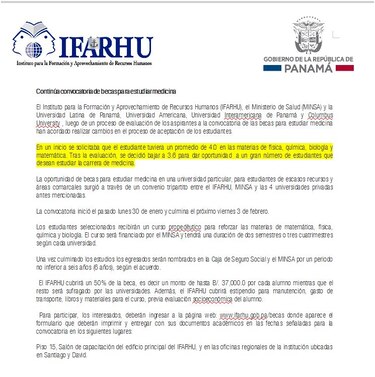 Ifarhu reduce nota mínima para poder postularse a becas de medicina; basta con un 3.6