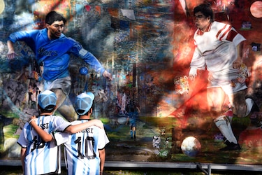 ‘Una gambeta a la vida’, homenaje de un artista plástico a Diego Maradona