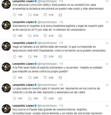 Leopoldo López pide desconocer la constituyente de Nicolás Maduro