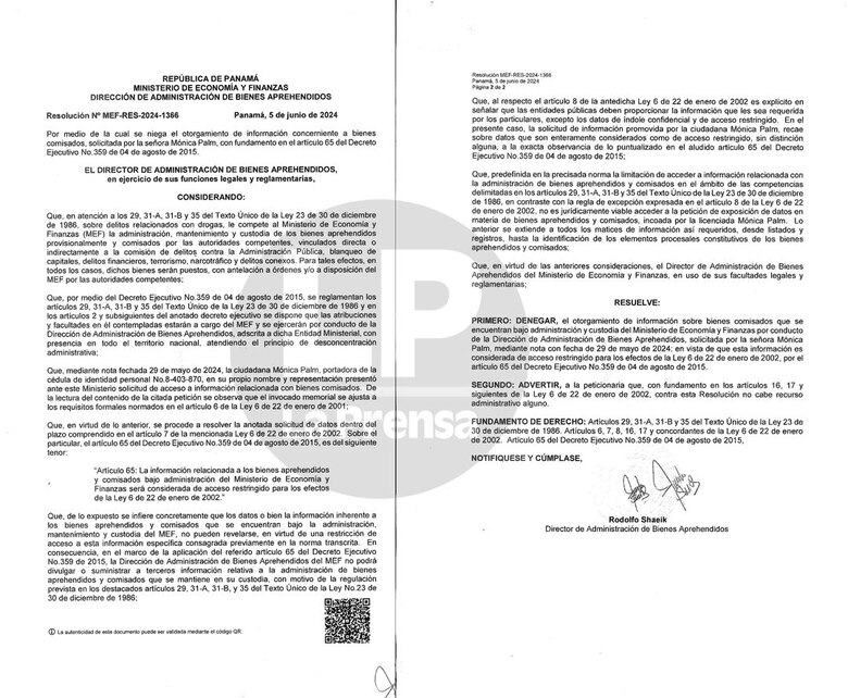 El MEF blinda la información sobre los bienes decomisados en el caso New Business