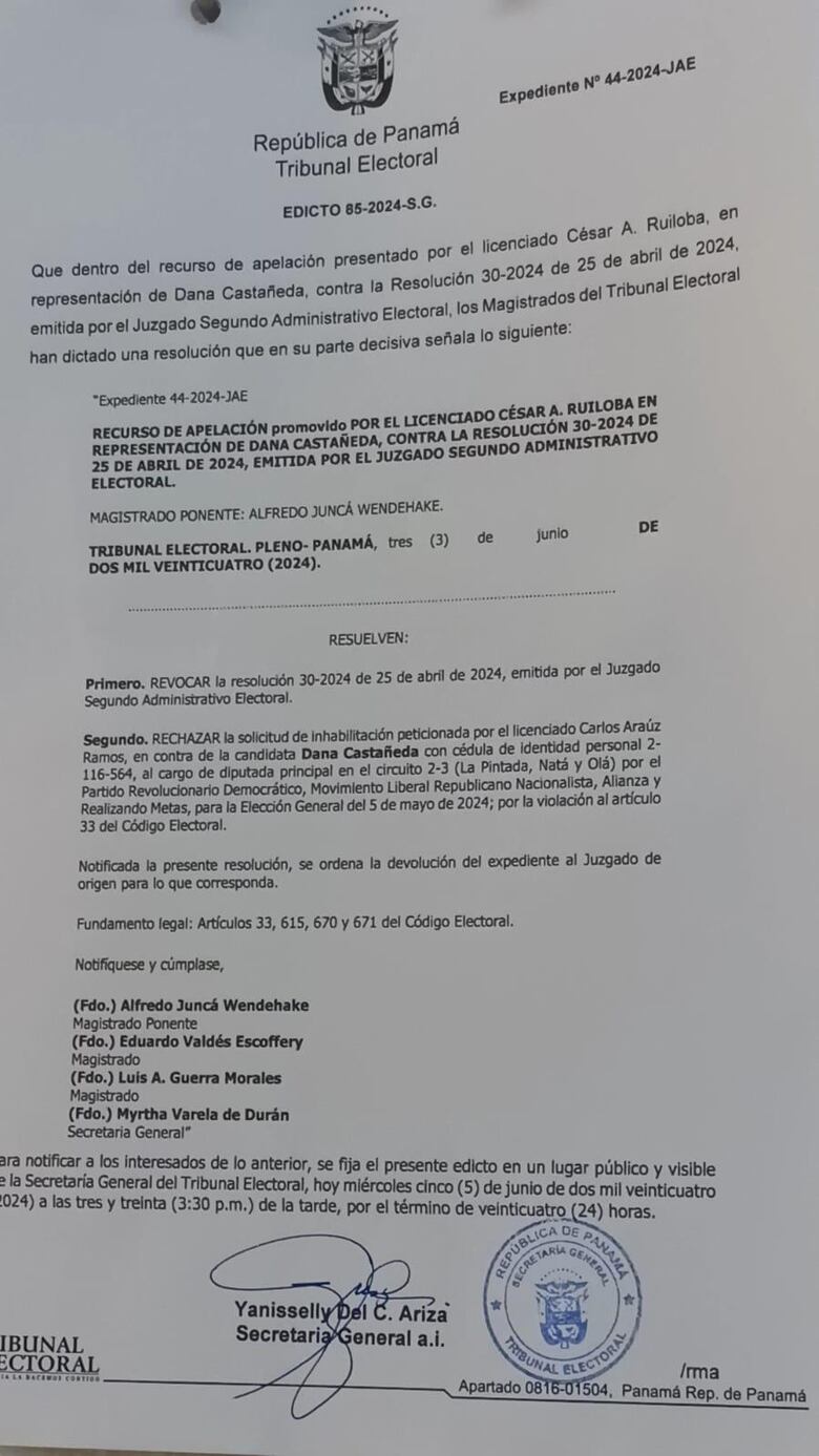 Dana Castañeda ocupará su curul en la Asamblea Nacional tras decisión del Tribunal Electoral