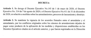 Gobierno deroga decreto que impedía desalojos por pandemia