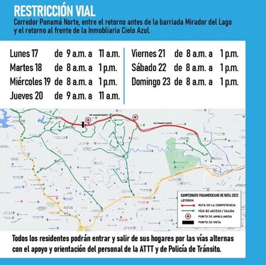 Vía Panamá Norte estará cerrada durante 7 días por evento ciclístico; conozca los días y horario