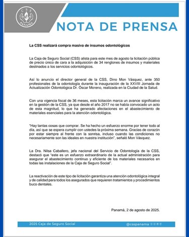 Tras ocho años, la CSS reactivará compras masivas de insumos odontológicos