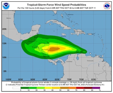 Declaran alerta verde en Panamá por el paso de la tormenta Trece, que puede convertirse en ciclón