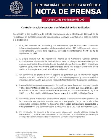 Panama Ports: Gerardo Solís avaló la auditoría, pero el contralor Flores dice que nunca se refrendó