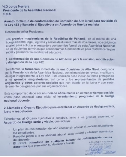 Docentes y Asamblea Nacional dialogan por el fin de huelga, proponen retorno a clases con garantías laborales