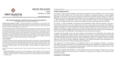 First Quantum: arbitraje por mina de Donoso se aplaza hasta 2026, tras una petición del Gobierno panameño