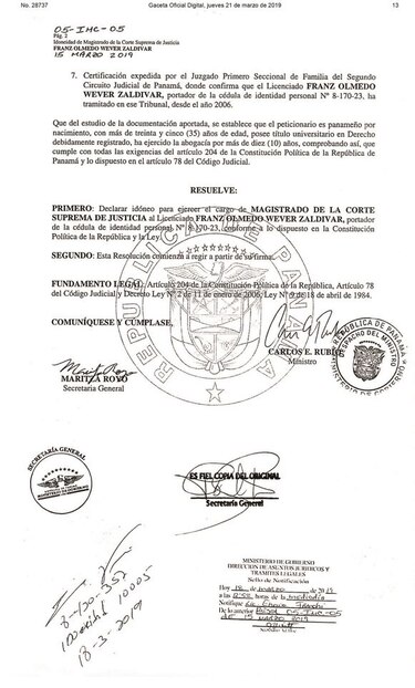 Wever, idóneo para magistrado; no sabe si se postulará al cargo