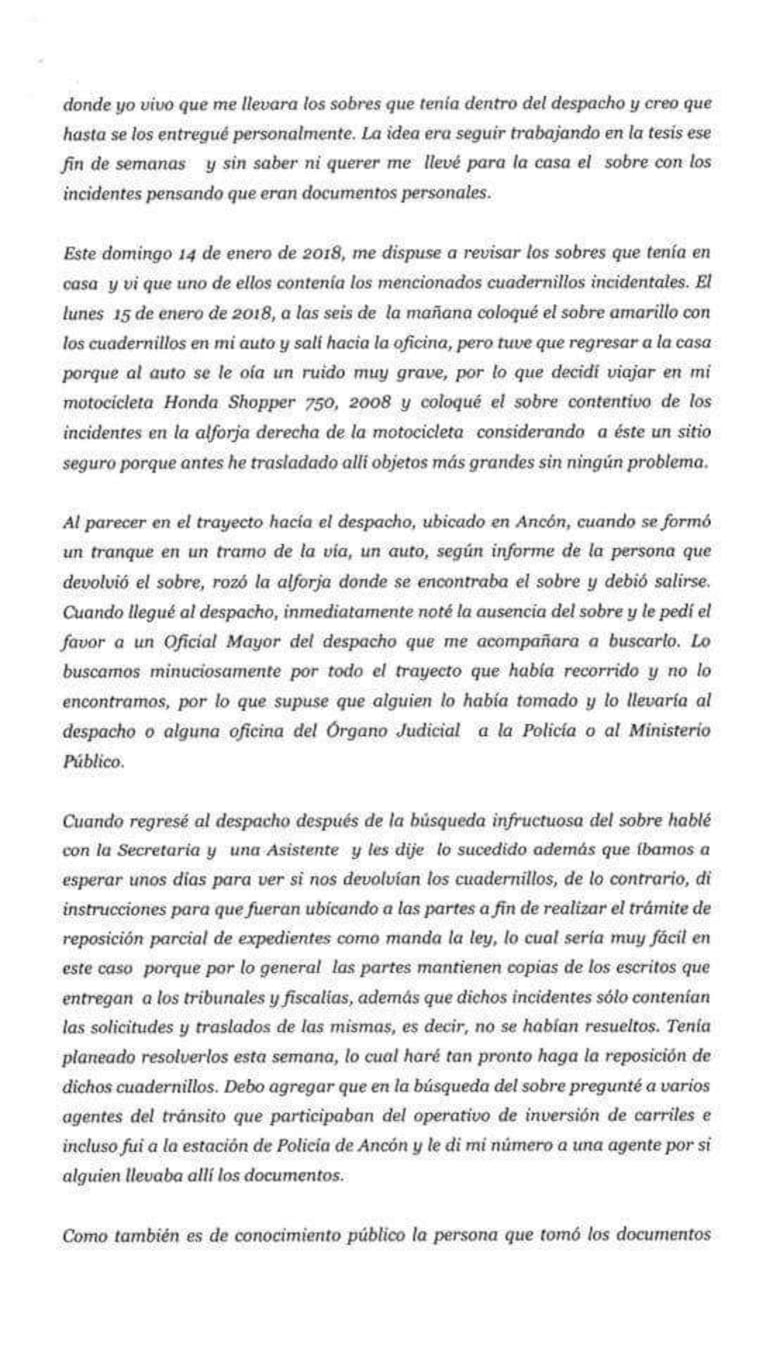 Juez admite que ‘sin querer’ se llevó a su casa documentos del caso Financial Pacific