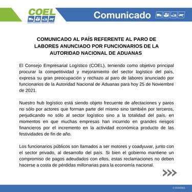Funcionarios de Aduanas, en huelga; Cciap calcula pérdidas diarias por $24 millones