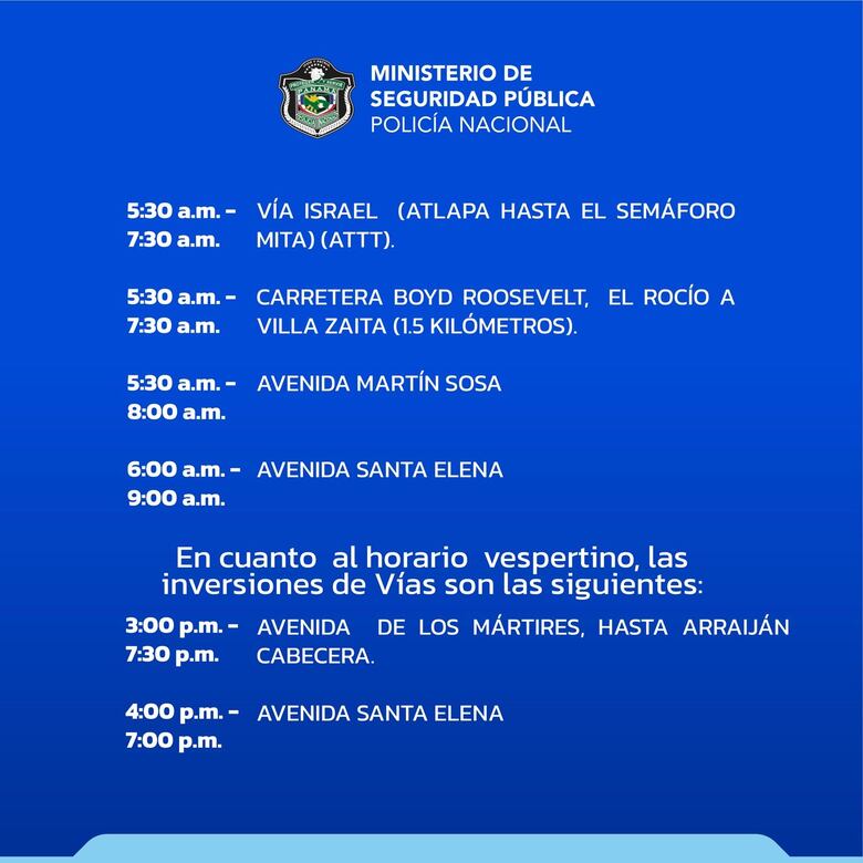 Operativo de inversión de carriles por el inicio del año escolar 2024
