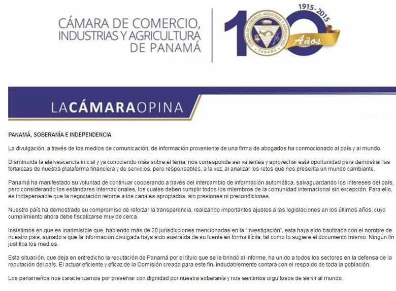 Cámara de Comercio: 'Debemos demostrar la transparencia y fortaleza de la plataforma financiera'