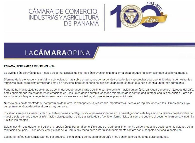 Cámara de Comercio: 'Debemos demostrar la transparencia y fortaleza de la plataforma financiera'