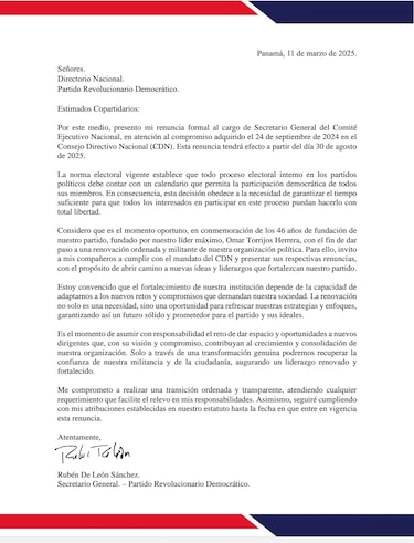 Rubén De León renuncia a la secretaría general del PRD