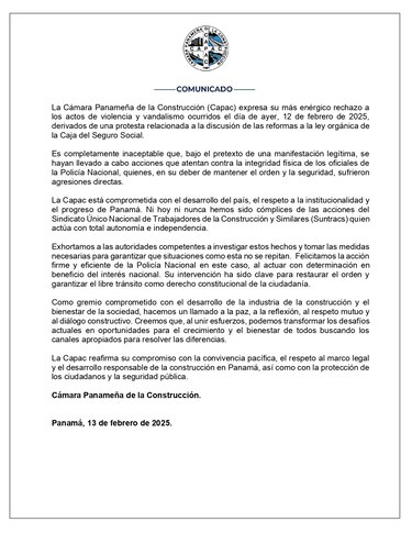 Capac le responde a Mulino: ‘Ni hoy ni nunca hemos sido cómplices de las acciones del Suntracs’