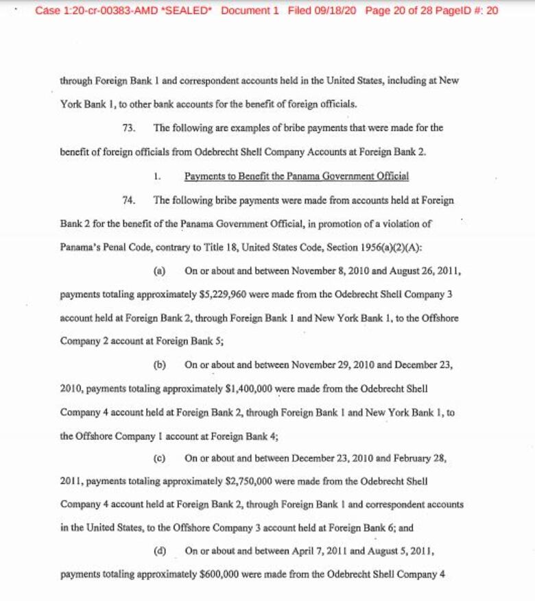 Exfuncionario panameño recibió $10 millones en coimas de Odebrecht, según fiscales de Nueva York