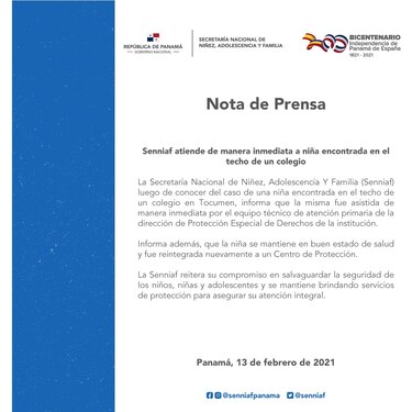 Ministerio Público abre investigación en caso de niña encontrada fuera de su albergue en Tocumen