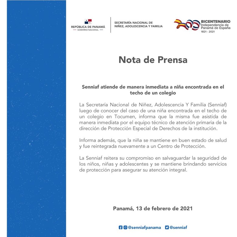 Ministerio Público abre investigación en caso de niña encontrada fuera de su albergue en Tocumen