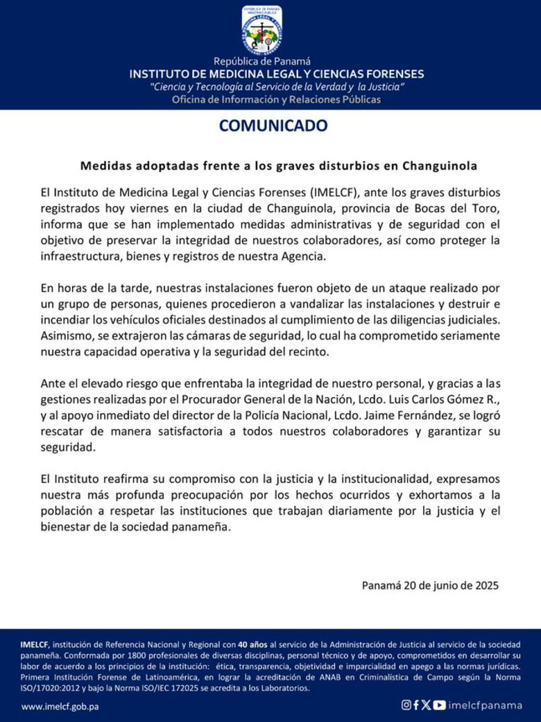 Vándalos atacan sede del Instituto de Medicina Legal en Bocas del Toro y ponen en riesgo investigaciones judiciales