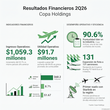 Copa Holdings eleva 15% el tráfico de pasajeros en un trimestre marcado por el alto costo del combustible