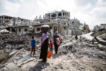 Niños de Gaza, sin hogar y con traumas