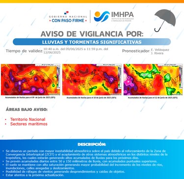 Se mantiene aviso de vigilancia por lluvias en varias regiones del país; confirman paso de una onda tropical