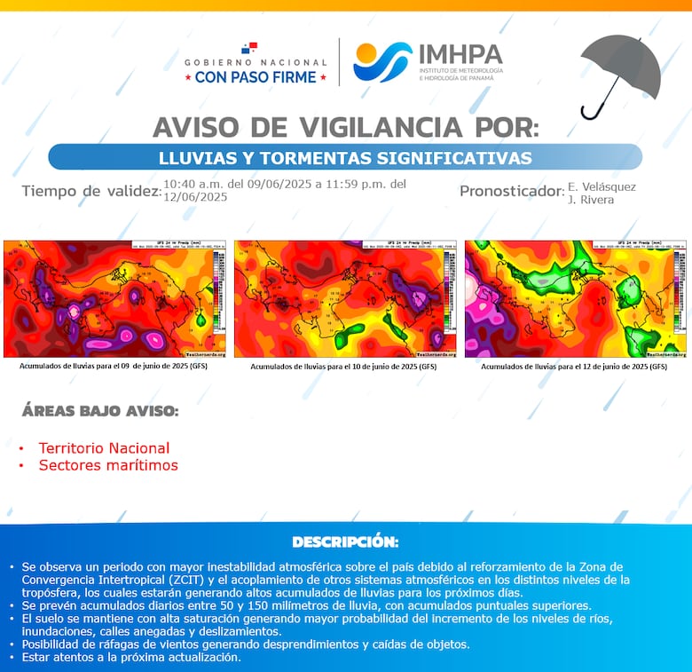 Se mantiene aviso de vigilancia por lluvias en varias regiones del país; confirman paso de una onda tropical
