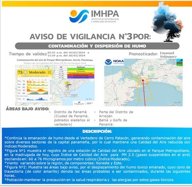 Emiten nuevo aviso de vigilancia por contaminación y dispersión de humo