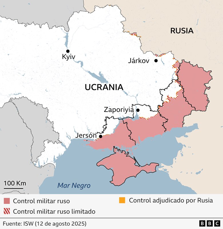 El papel crucial que juega un mapa de la guerra de Ucrania en la visión de Trump sobre el conflicto