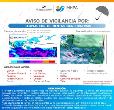 Extienden aviso de vigilancia por tormentas; Sinaproc reporta caída de árboles y desprendimiento de techos